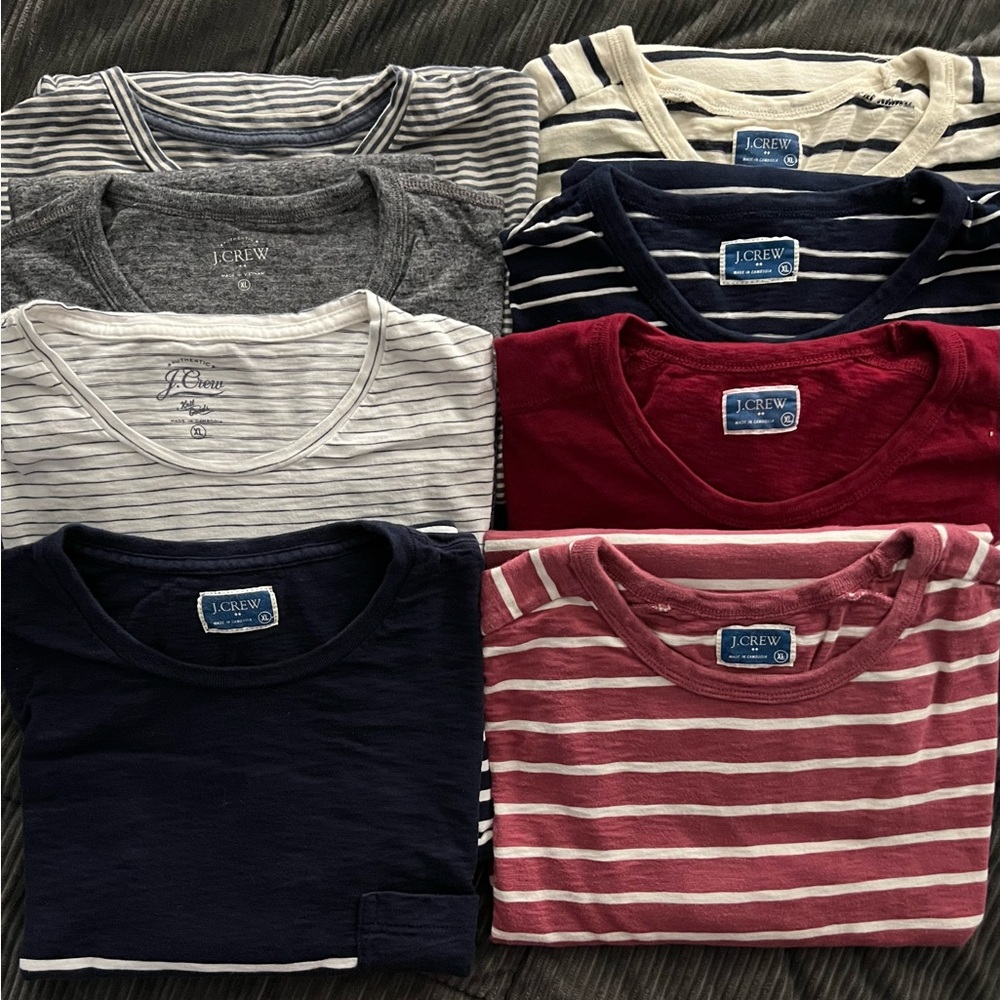 Lot of 8 Men’s J Crew Long Sleeve Crewneck T Shirts XL
